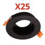 عدد 25 قطعة اطار فريم شاسية سبوت كاس اسود مدور متحرك مصنوع من خام ABS ضد الاشتعال – يتحمل حتي 100وات ضمان خمس سنوات بضمان خمس سنوات سيان تك