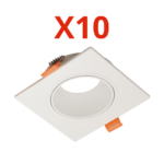 عدد 10 قطعة اطار فريم شاسية سبوت كاس ابيض مربع متحرك مانع للتوهج بمواد ضد الاشتعال ABS - يتحمل حتي 100وات بضمان خمس سنوات سيان تك