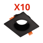 عدد 10 قطعة اطار فريم شاسية سبوت كاس اسود مربع متحرك مربع متحرك مانع للتوهج بمواد ضد الاشتعال ABS - يتحمل حتي 100وات بضمان خمس سنوات سيان تك