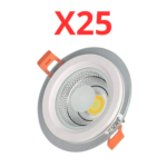 عدد 25قطعة سبوت زجاجي 6وات 3حركة سيان تك ضمان عامين - درجة وضوح اللون 85 - 600ليومن - الومنيوم تقيل مع درايفر
