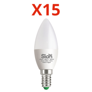 لمبة ليد بلحة للنجف 6وات 15 قطعة ابيض - 6500كيلفن - 650ليومن - 25000ساعة تشغيل 3سنوات ضمان من سيان تك