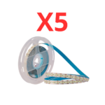 عدد5 لفة شريط إضاءة LED بروفايل ليد 5متر اضاءة ابيض 6500كيلفن – 27وات لكل متر بطول 5متر للفة ، نحاس خام اي سي 151 الاعلي جودة بعمر افتراضي 25000ساعة عمل بضمان 3سنوات 12فولت