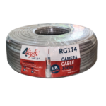 سلك كاميرات 100 متر صافي عزل كامل للاسلاك الداخلية بلاستيك PVC بيور عالي RG 174 / 5-3000 MHz - 95% 75ohm ضمان عشرة سنوات - فور لايت