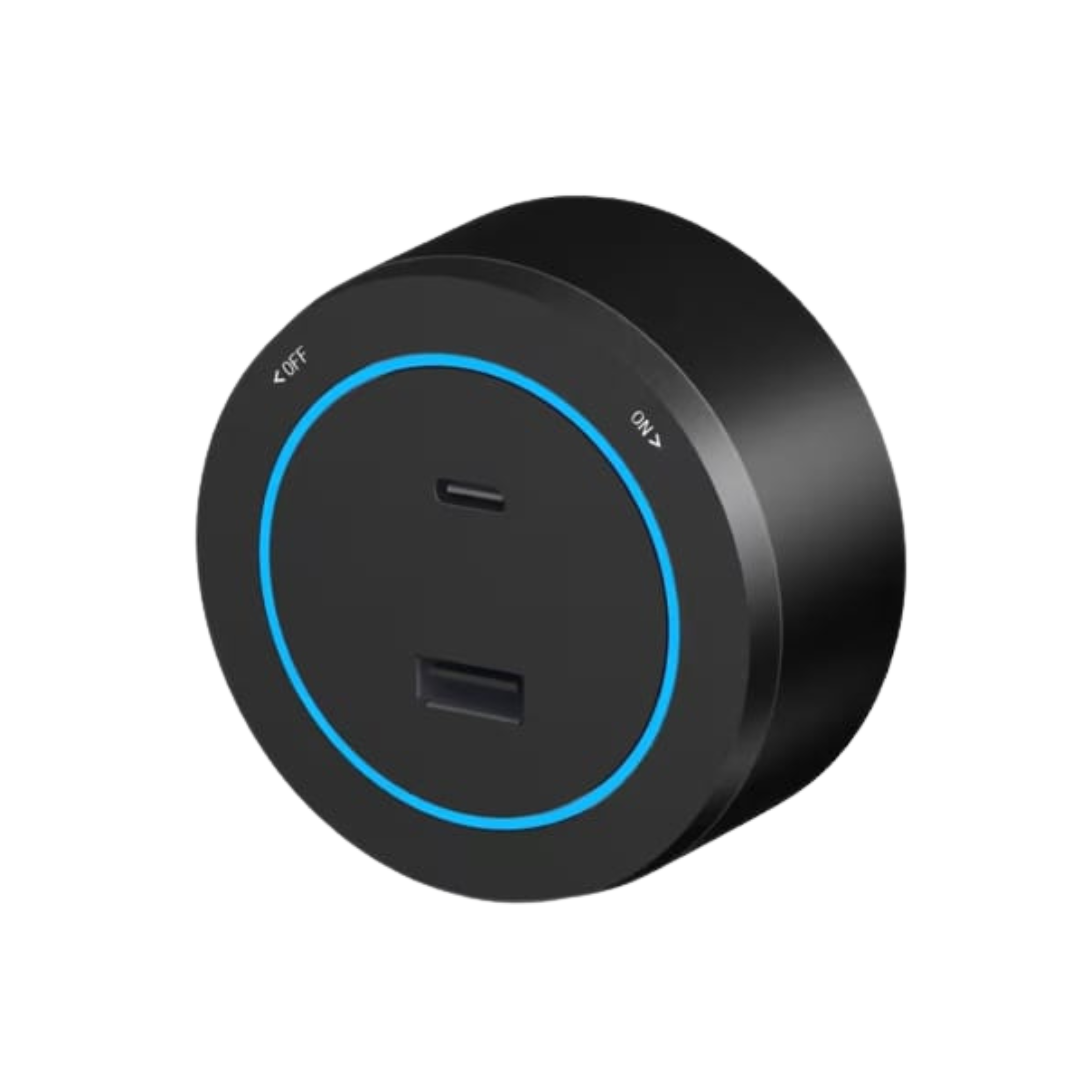 تايب سي سوكيت 1 بريزة ماجنتيك تراك USB+Type-C بلون اسود مضيئة 5V-3A تركب علي مسطرة تراك ماجنتيك مشترك بضمان 10سنوات من سانشي شرم - الصورة 1